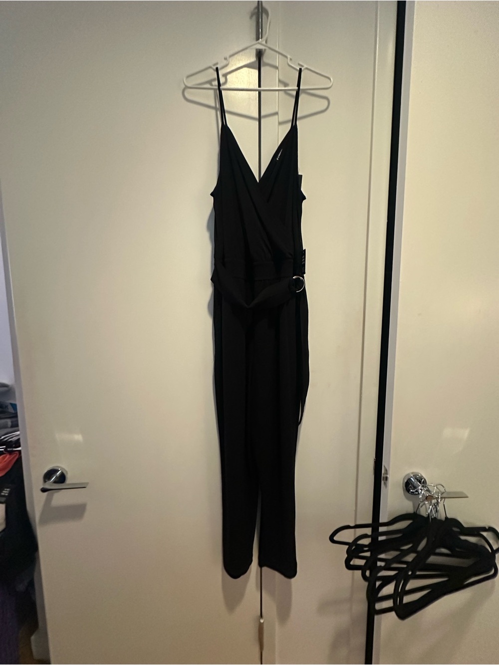 🆕 Express Black Wrap-Front Jumpsuit with Waist Tie
